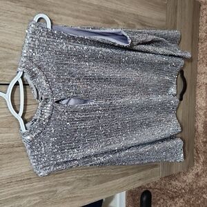 Calvin Klein 2X Sleeveless Sequin Silver